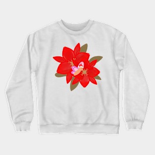 Christmas Flower and Butterfly Crewneck Sweatshirt